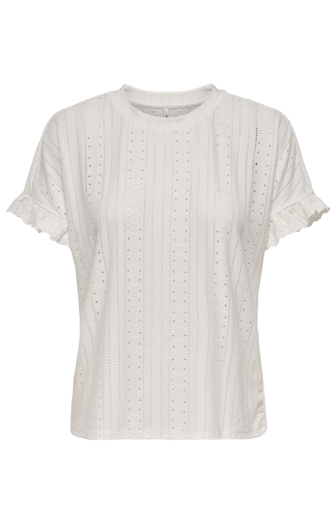 ONLSMILLA S/S FRILL MIX TOP CS JRS 15353355 Cloud Dancer